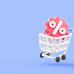 Types of Promotions: illustration of a shopping trolley with a big discount icon inside