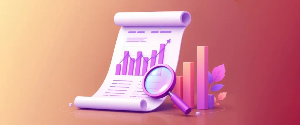 Advantages of a Sales Promotion: graphic image of sales graph, magnifying glass, leaves and more graph lines