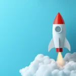 Nitro Boost: Rocket launching with a blue background