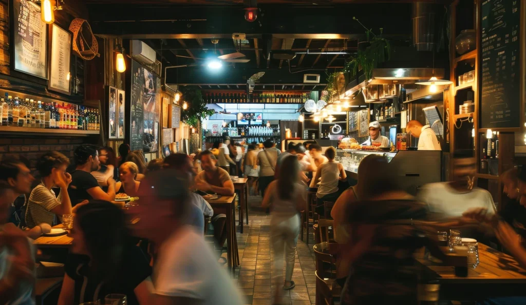 Marketing Partnership: busy restaurant with blurred motion