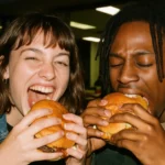 McDonald’s The One with Friends: two people eating a burger at the same time