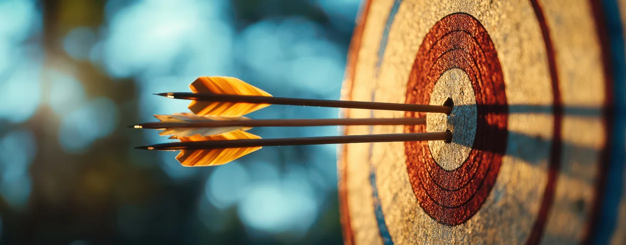 Plan the Perfect Promotion: 3 arrows hitting a bullseye on a target