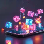 Digital vs Physical: Digital phone with light up gift boxes above it.