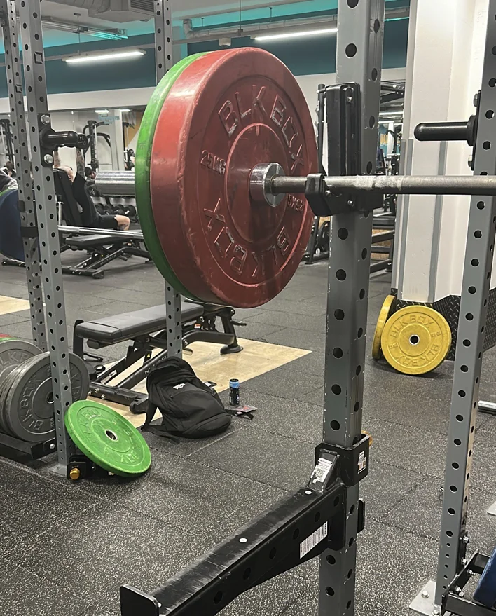 Anya: 80kg plates on a barbell