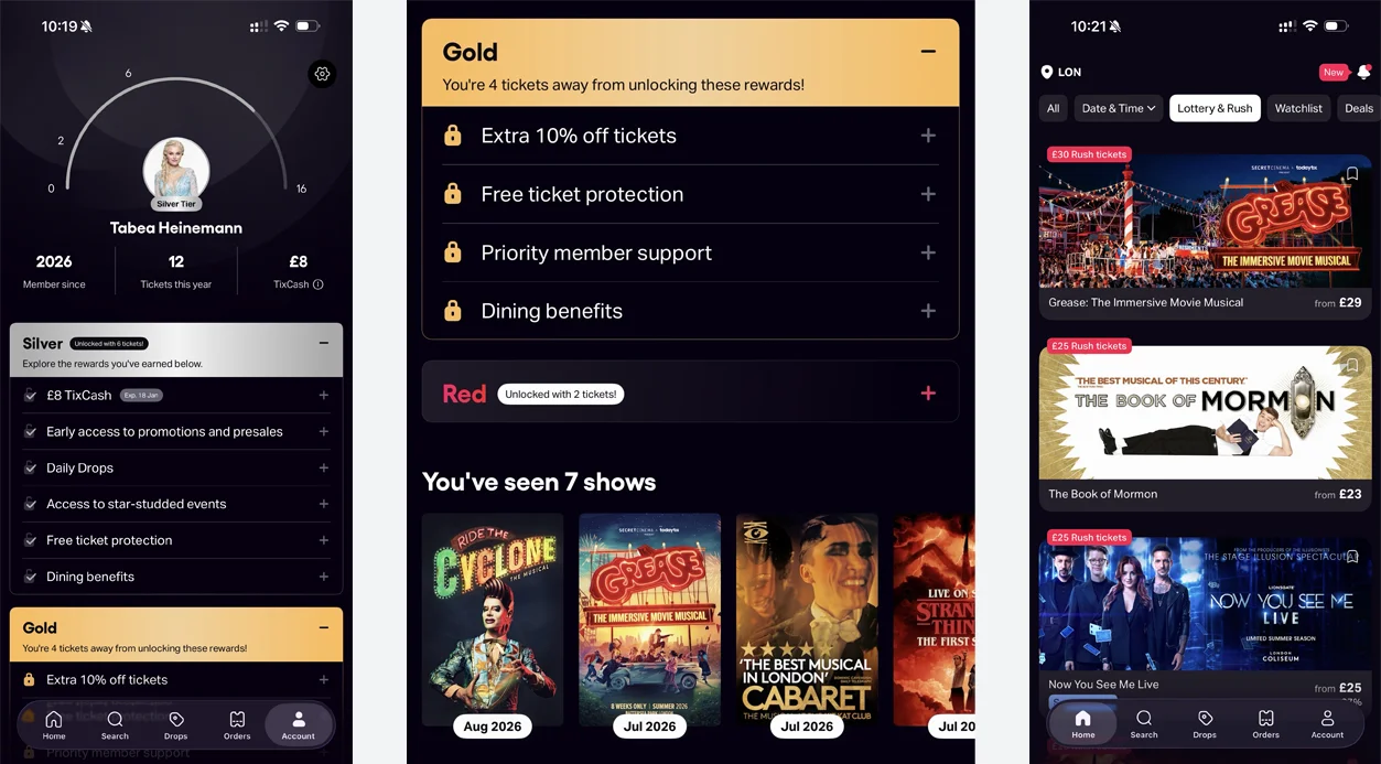 Loyalty programmes that increase spend: Tabea's Account on TodayTix