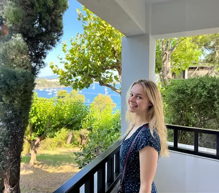 Yelena - picture of Yelena on a balcony on holiday